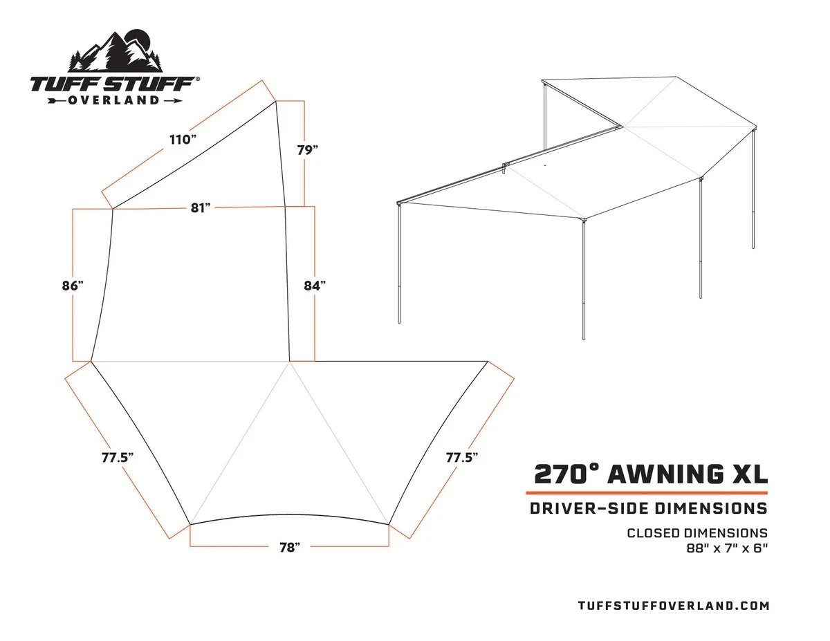 270 Degree Awning, XL, Driver Side, C-Channel Aluminum, Olive - Image 3