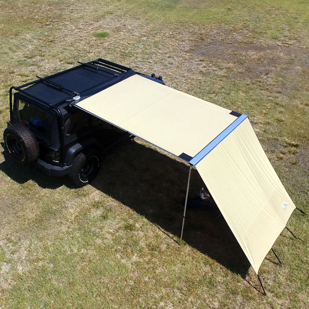 Truck or Car Awning Shade Wall, 6.5x8 Feet, Poly-Cotton Ripstop Fabric, Tan - Image 10