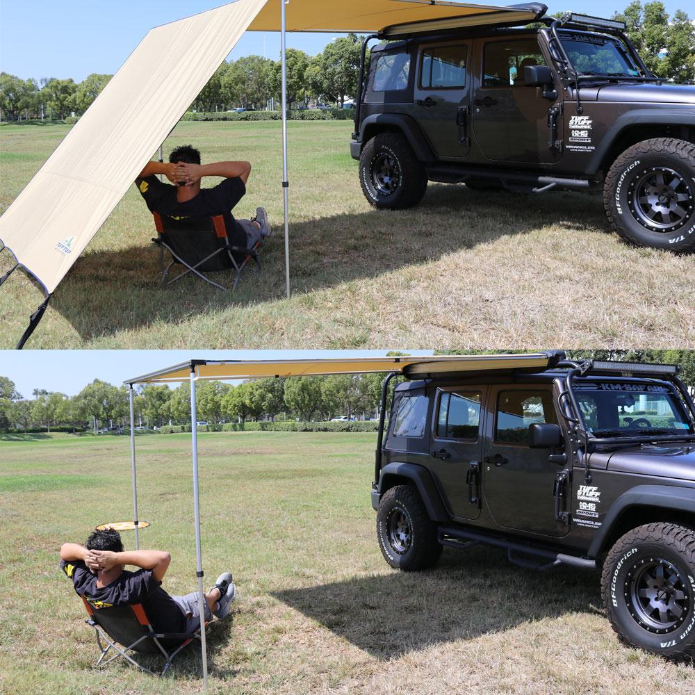 Truck or Car Awning Shade Wall, 4.5x6 Feet, Poly-Cotton Ripstop Fabric, Tan - Image 10