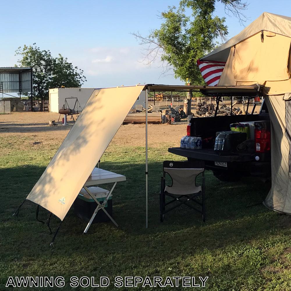 Truck or Car Awning Shade Wall, 4.5x6 Feet, Poly-Cotton Ripstop Fabric, Tan - Image 4