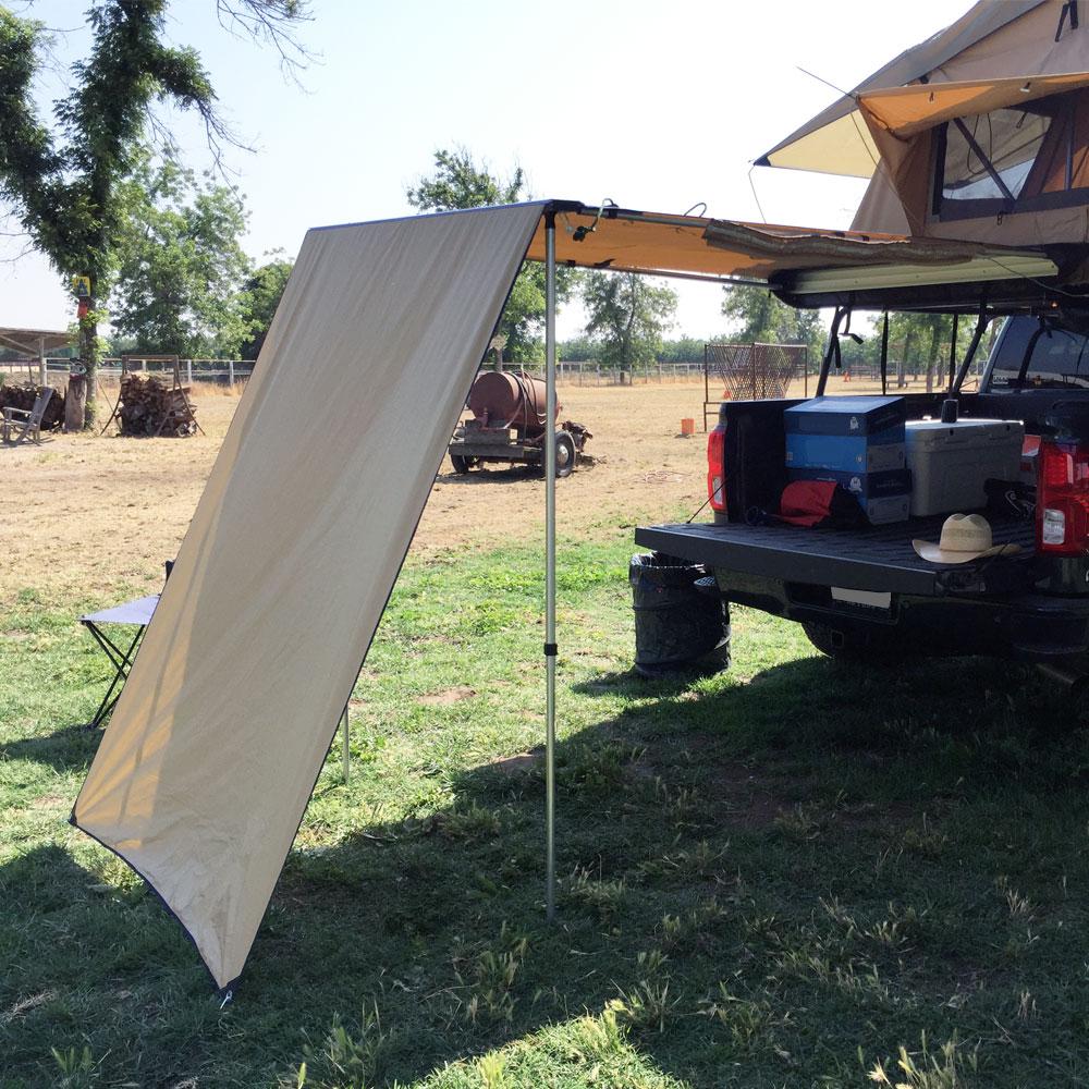 Truck or Car Awning Shade Wall, 4.5x6 Feet, Poly-Cotton Ripstop Fabric, Tan - Image 5