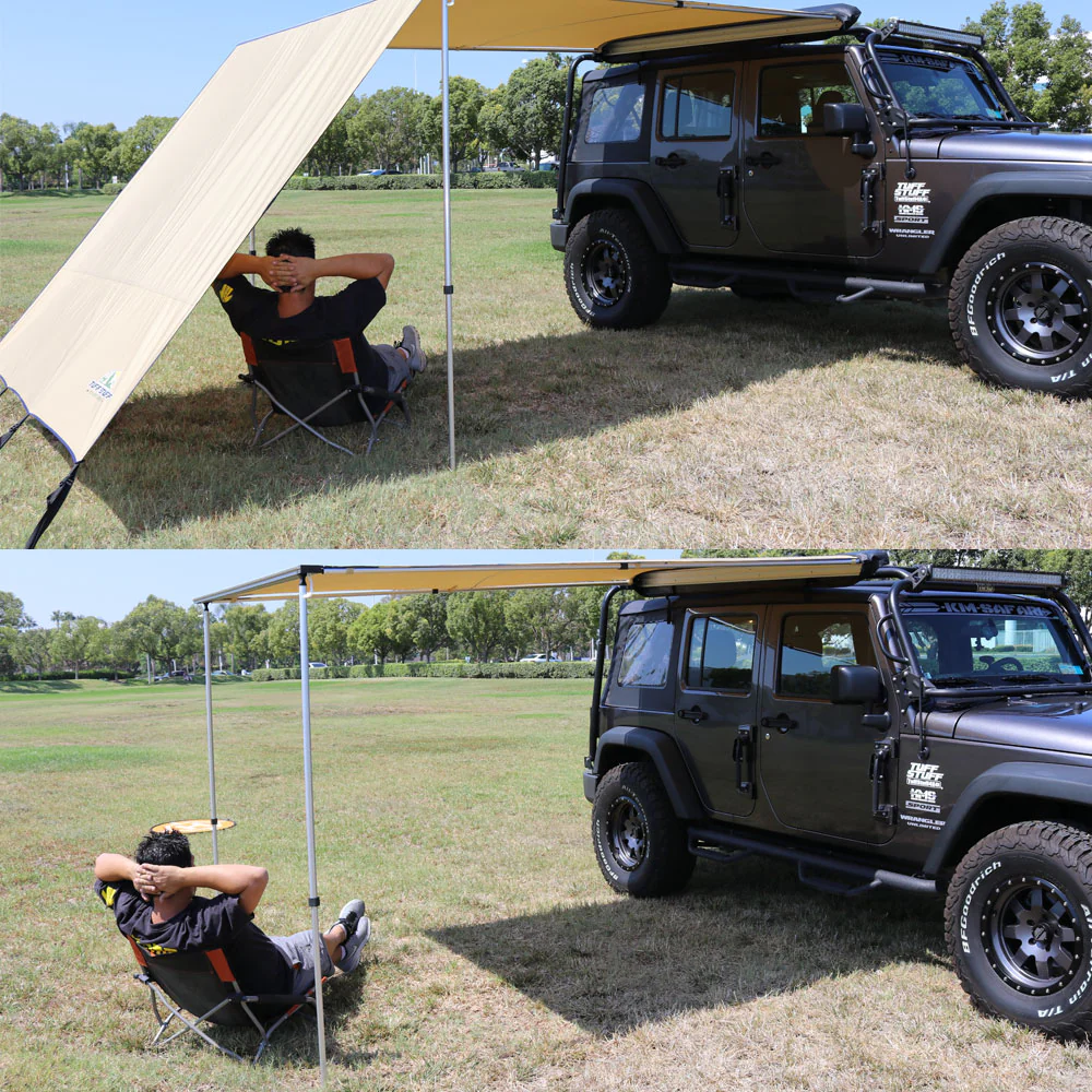 Truck or Car Awning Shade Wall, 6.5x8 Feet, Poly-Cotton Ripstop Fabric, Tan - Image 5
