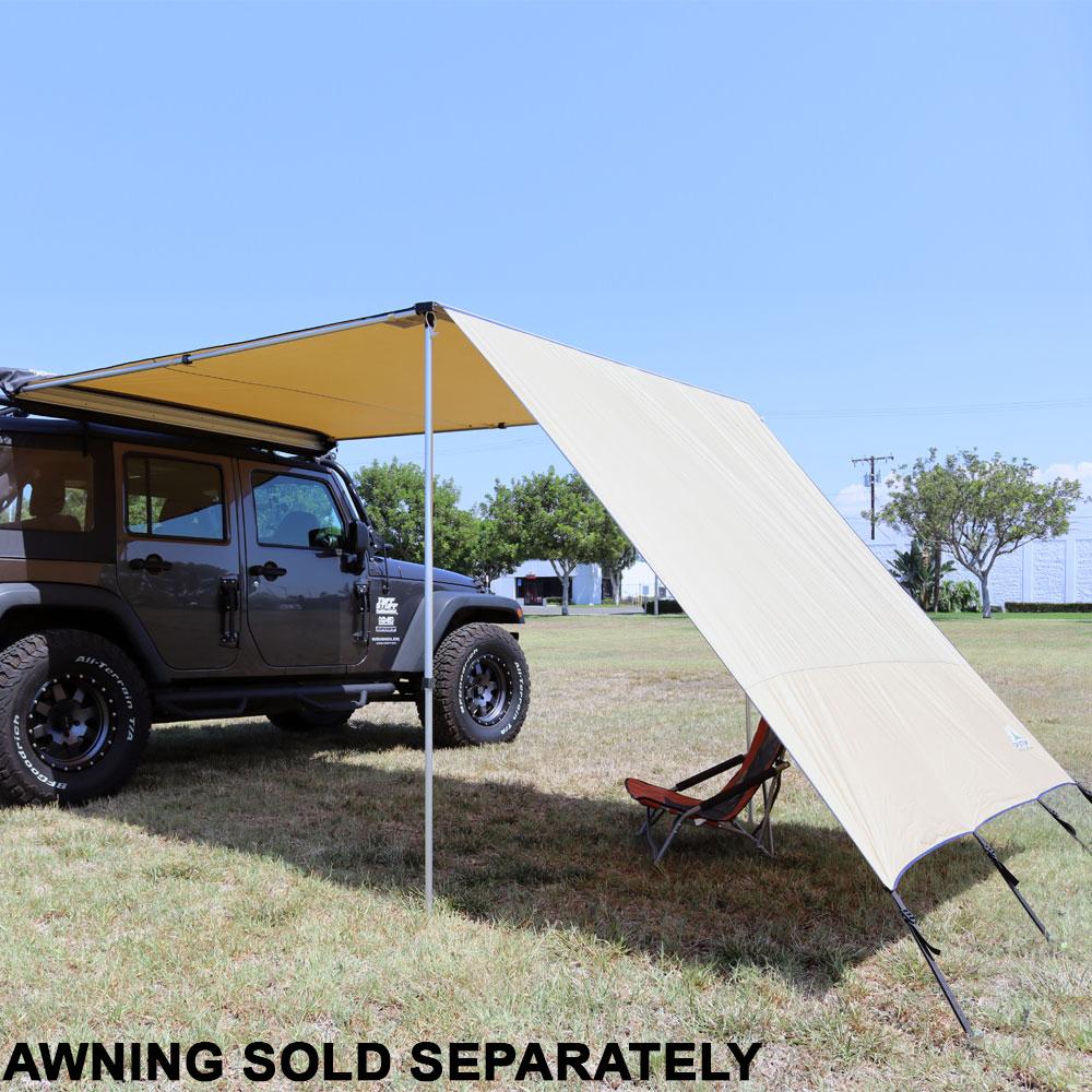 Truck or Car Awning Shade Wall, 6.5x8 Feet, Poly-Cotton Ripstop Fabric, Tan - Image 6